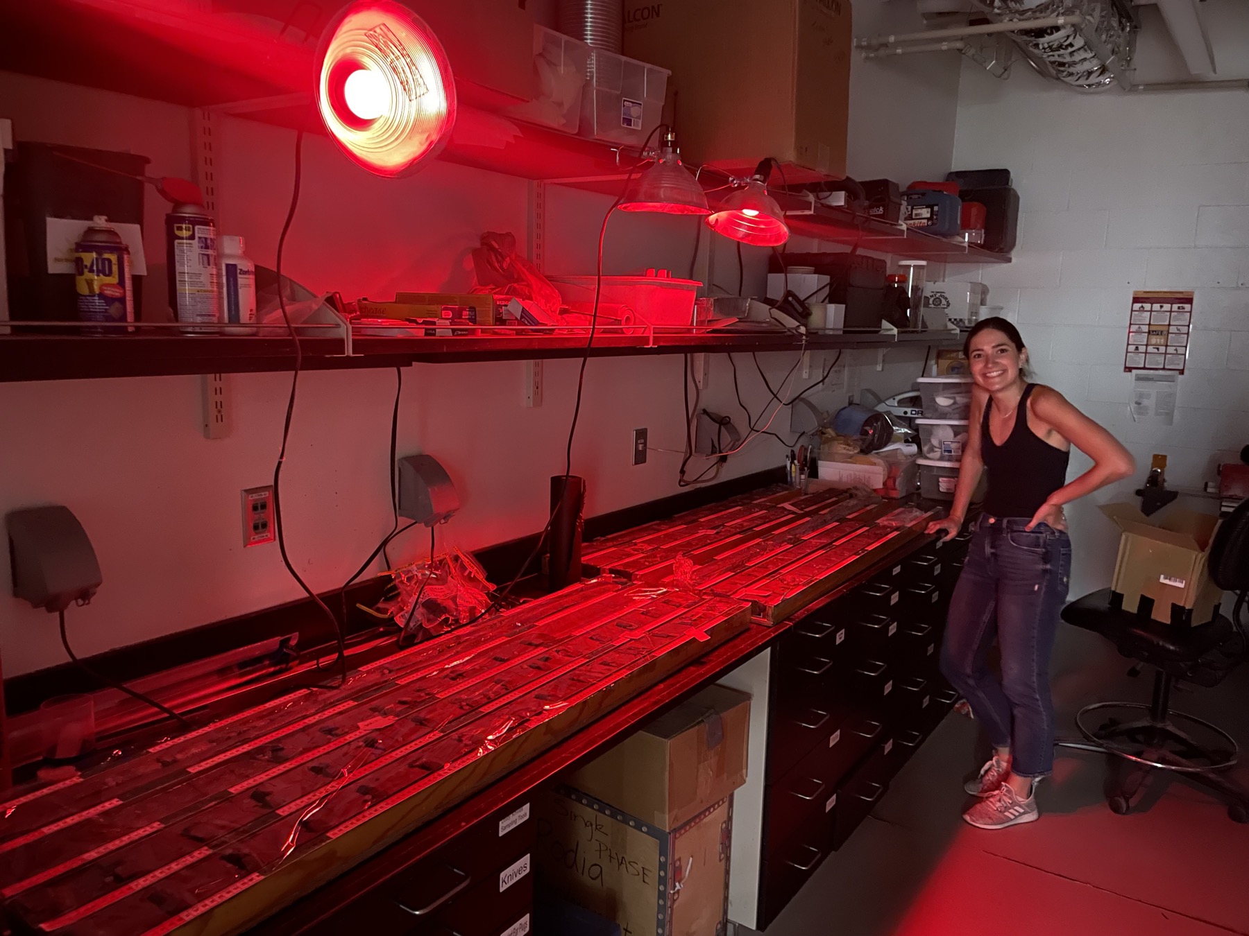 Victoria Todd working with sediment cores at the University of Minnesota CSD Facility
